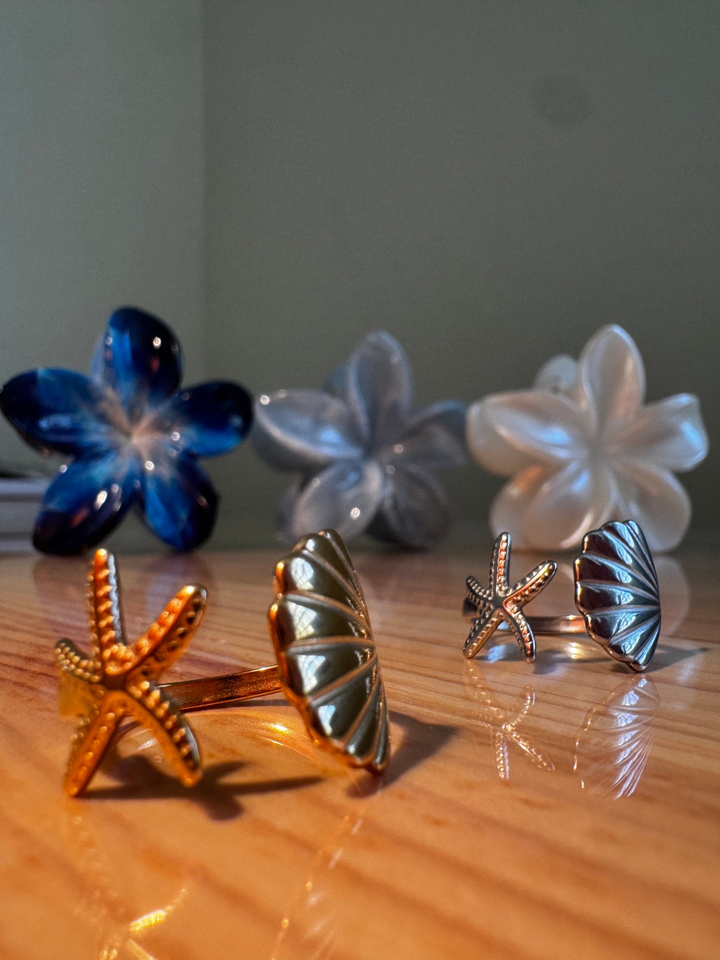 Anillo de estrella de mar & concha🐚
