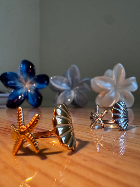 Anillo de estrella de mar & concha🐚